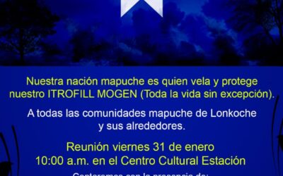 Convocan a Reunión Comunidades Mapuche de Longkoche y sus Alrededores.