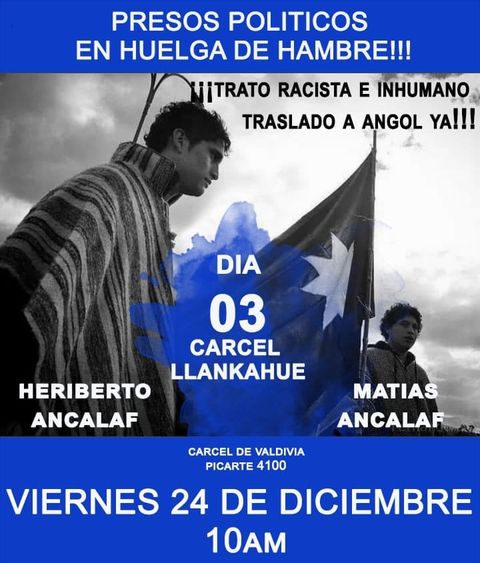 [Comunicado] Hermanos Ancalaf inician huelga de hambre en cárcel de Valdivia