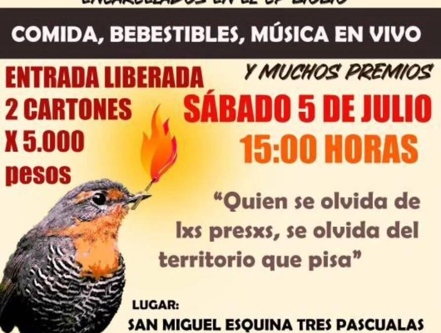 Bingo en solidaridad con los prisioneros políticos Guillermo Camus y Felipe Ríos en Concepción