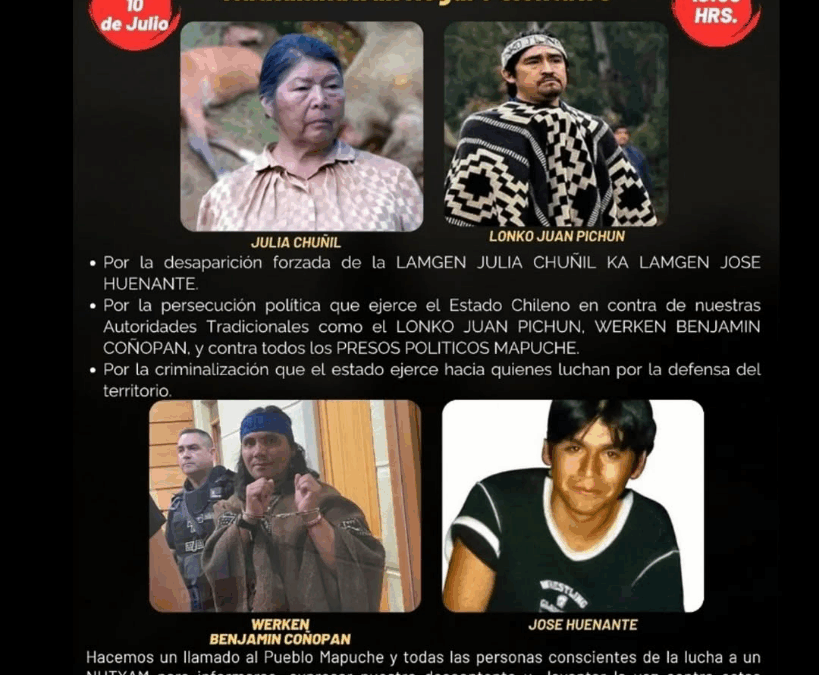 Hogar Pelontuwe convoca a Nutramkawün: «Desaparición forzada y prisión política en Wallmapu»