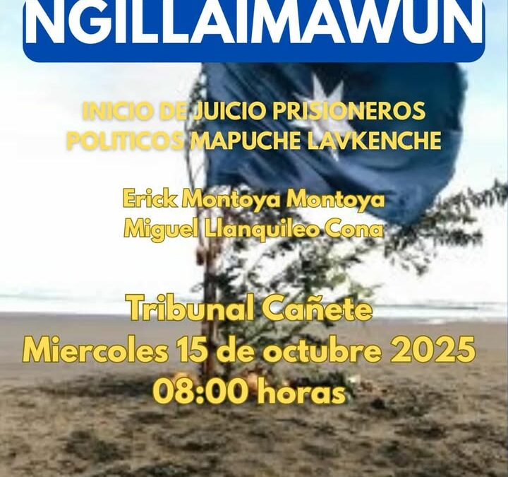 Convocatoria Ngillaimawun inicio de juicio Prisioneros Políticos Mapuche Lavquenche en Cañete