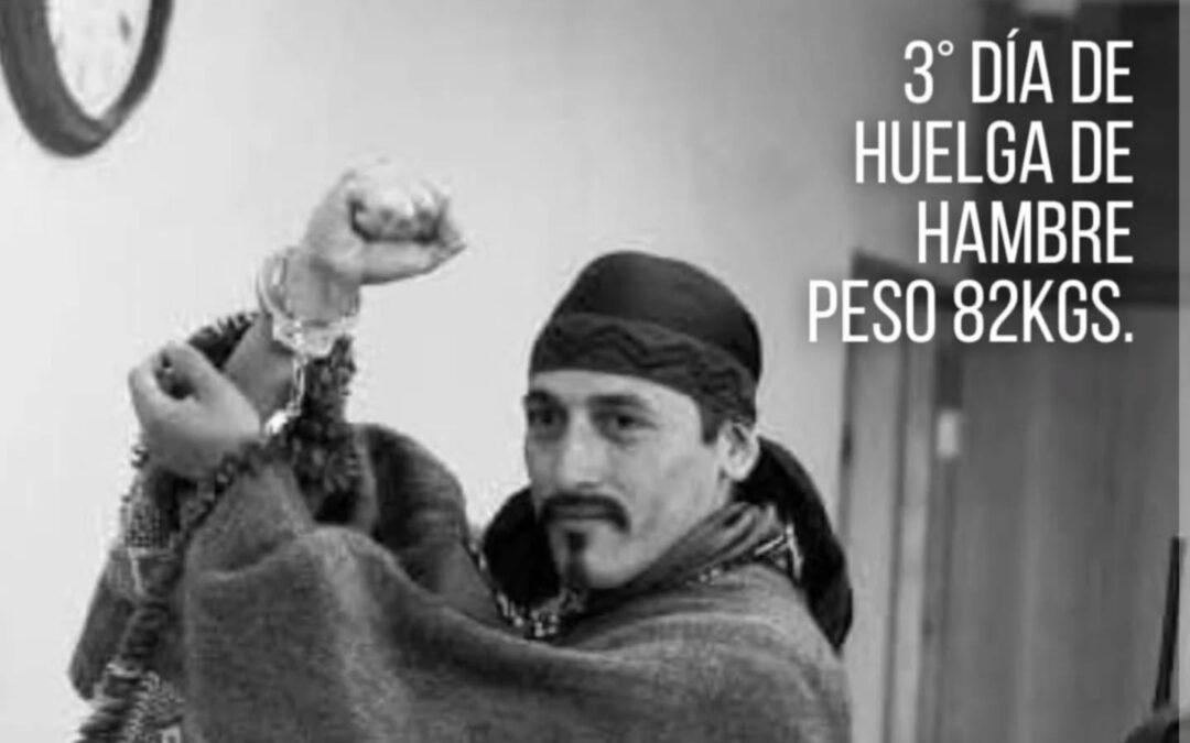 Lonko Facundo Jones Huala en  huelga de hambre en el Penal de máxima seguridad de Rawson, Puelmapu
