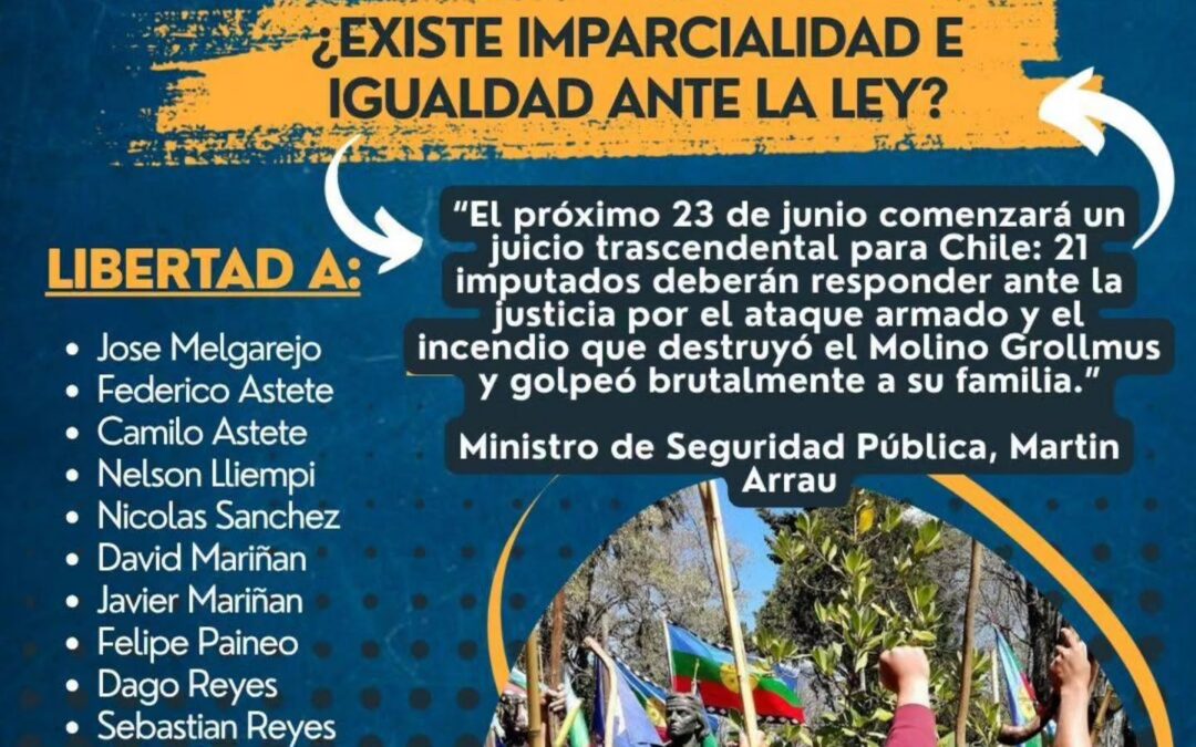 Comenzará  en el tribunal de Cañete el juicio por el Caso Grollmus que mantiene a 21 presos políticos Mapuche como imputados